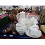 Doulton 'Mystique' Coffee Service, of fifteen pieces, Royal York tea ware, wooden elephant and