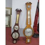 A XIX Century Style Mahogany Four Dial Android Barometer, with a swan neck, butlers mirrors,