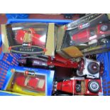 Nine 1:18 and 1:24 Scale Diecast Model Vehicles, mostly by Burago, sometimes boxed, small parts