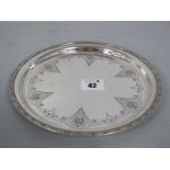 A Dublin Hallmarked Silver Waiter 1936, of Art Deco style, 20cm diameter (300 grams).