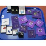 A Variety of Modern Earrings, including claw set studs, hardstone drops, cluster style, diamante,