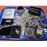 A Selection of Modern Diamante and Other Costume Jewellery, including bangles, bracelets, necklaces,