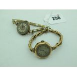 A Vintage Ladies Wristwatch, stamped "9.375", to rolled gold expanding bracelet, together with