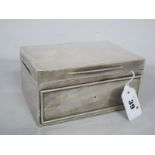 A Hallmarked Silver Box, (marks rubbed), with hinged lid and drawer front (lacking Handle) (dented),