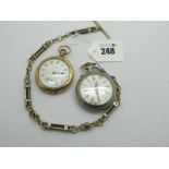 Waltham U.S.A: An Openface Pocketwatch, the signed white dial (cracked) with Arabic numerals and