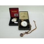 A 9ct Gold Cased Pocketwatch, the unsigned white dial with Roman numerals, and seconds subsidiary