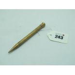 A 9ct Gold Propelling Pencil, allover engine turned case, initialled (total weight 20 grams).