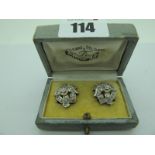 A Pair of Decorative Art Deco Style Diamond Set Earrings, the old cut stones inset, with claw set