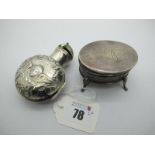 A Hallmarked Silver Small Jewellery Box, of oval form, hinged lid (detached) with central