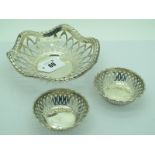 A Nathan & Hayes Hallmarked Silver Dish, of pierced fluted circular form, with leaf embossed rim,