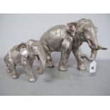 Two Hallmarked Silver Filled Elephants, in naturalistic standing poses, CS, Sheffield, 2009(?),