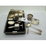 A Hallmarked Silver Three Piece Christening Set, comprising of a spoon, pusher, napkin ring, all
