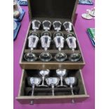 Davinci By Commonwealth Silver: A Cased set of eight silver plated sundae dishes and glass liners,