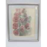 EDWARD BURRA (1905-1976) *ARR Pink Hollyhocks, watercolour, signed lower right, 35 x 27cm.