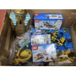 Lego Interest; Seven Lego Sets, to include #5919 Valley of the Kings and Sarcophagus storage box, #