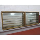 A Pair of Six Shelf Mirror Backed Display Cabinets, glazed frames (mirror cracked to one) 86cm x