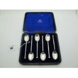 A Set of Six Hallmarked Silver Teaspoons, Mappin & Webb, Sheffield 1921, in original fitted case.