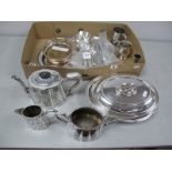 Assorted Plated Ware, including oval lidded entree dish, assorted cutlery, tea wares, etc.