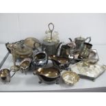Assorted Plated Ware, including sauce boats, condiment stand, dishes tea wares, etc.