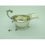 A Hallmarked Silver Sauce Boat, S.B&S Ltd, Birmingham 1933, with acanthus leaf capped flying