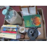 Stergene Flagon, pewter chamberstick, oak photo frame, Treen grinder, Keiller jar, Goddens, Wade,