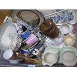 Sylvan Hat Pin Stand, Denby 'Savoy' plate. Clewse sugar and cream, Hors d oeuvres set, etc:- One