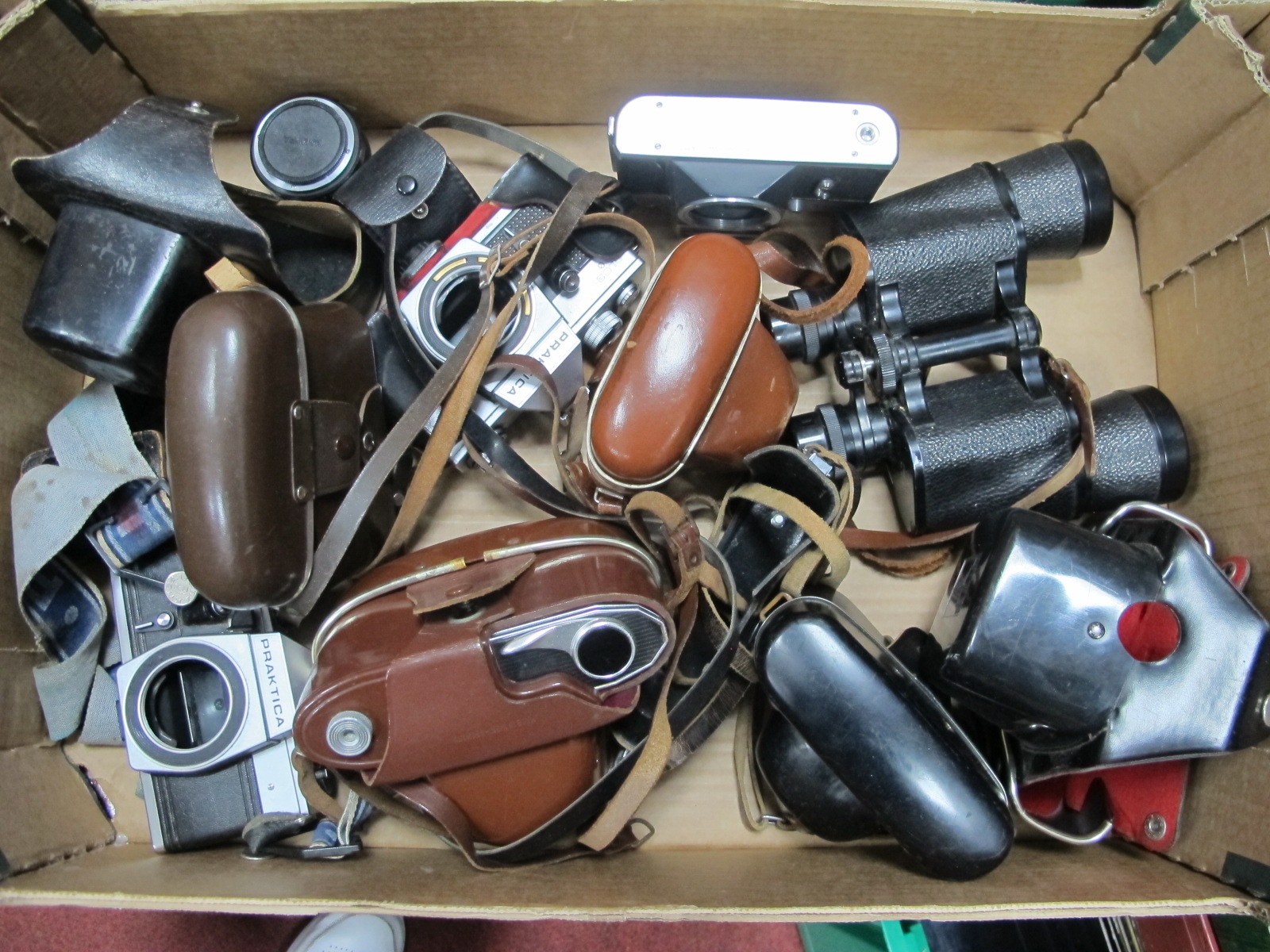 Zeiss Ikon Camera, other camera's, Zenith 7x50 Field Binoculars, etc:- One Box