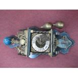A XX Century Painted Dutch Wall Clock, with two brass bell weights.