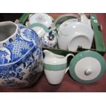 Meakin and Other Tureens:- One Box. Octagonal blue and white pottery vase and cover, in the Delfts