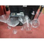 Dartington crystal glass decanter, LAN wine decanter, cocktail glasses, candlesticks, other