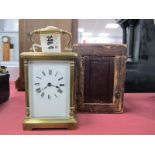 An Early XX Century French Brass Carriage Clock, (with case).
