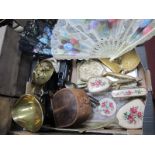 Libra Scales and Weights. dressing table wear, leather collar box, fans:- One Box.