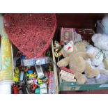 Playworn Toys, including diecast Corgi, Matchbox, soft toys, heart shape lamp, posters, etc:- Two