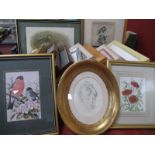 Cash Woven Picture of Birds, needlework terrier prints, original artwork.