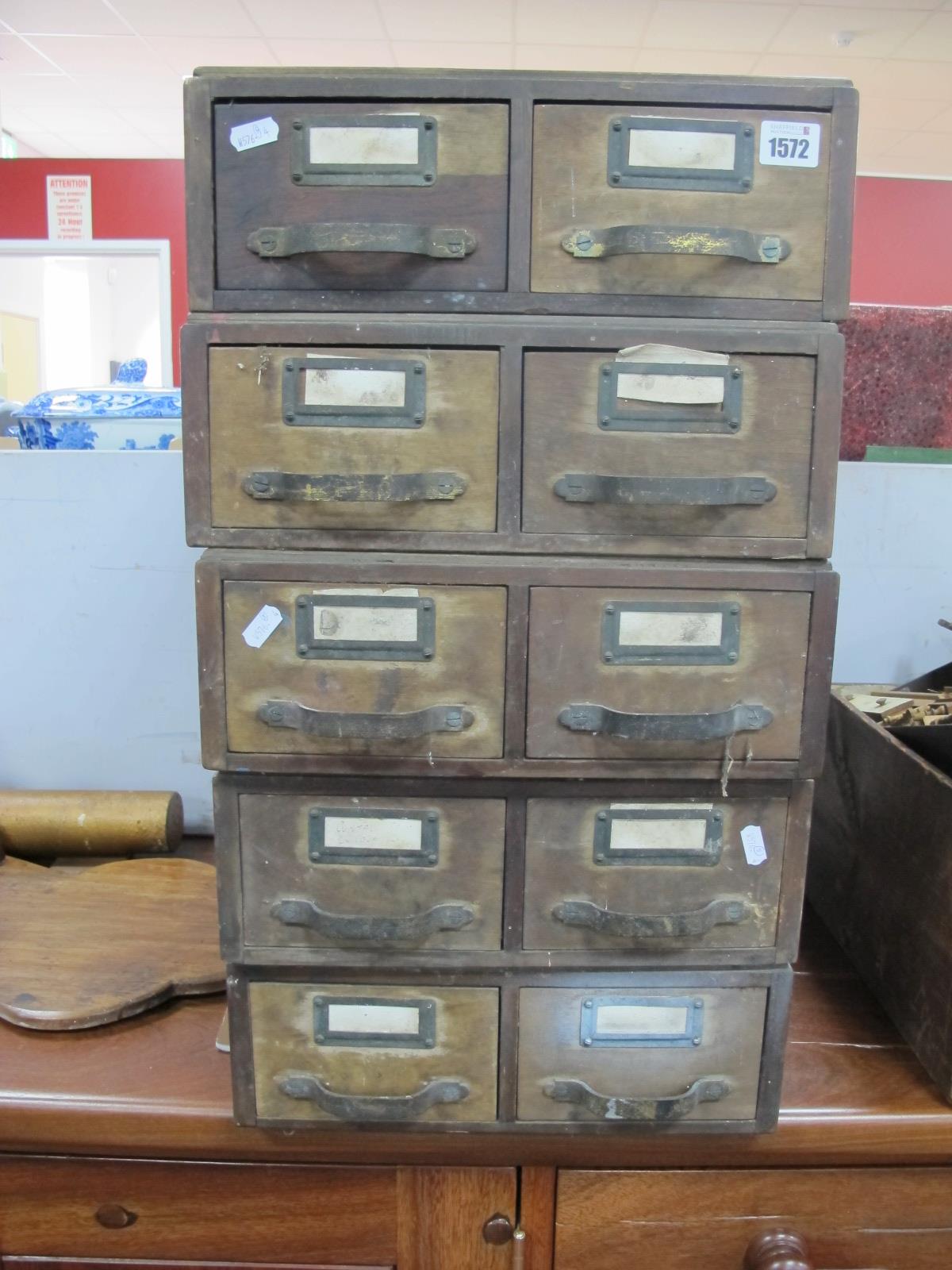 Five Sets of Twin Drawer Office Files, circa 1930's. (5)
