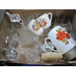 Claret Jug, glass ware, Commemorative Ware, etc:- One Box