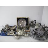A Mixed Lot of Assorted Plated Ware, including Pewter and other tea wares, oval lidded mustard,