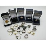 A Collection of Assorted Dress Rings, including Scottish hallmarked silver, Wedgwood Jasperware, "