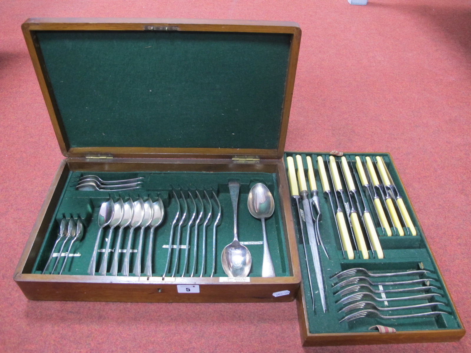 A Walker & Hall Plated Canteen of Old English Pattern Cutlery, the wooden canteen case with fitted