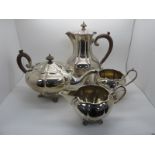 A C.S. Green & Co Ltd 'Reproduction Old Sheffield Plate' Four Piece Plated Tea Set, each of lobed