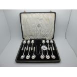 A Set of Twelve Hallmarked Silver Teaspoons, Birmingham 1939, in original fitted case, complete with