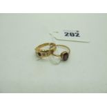 A Chester Hallmarked 15ct Gold Ring, with inset highlights (finger size M) (1.5grams); Together with