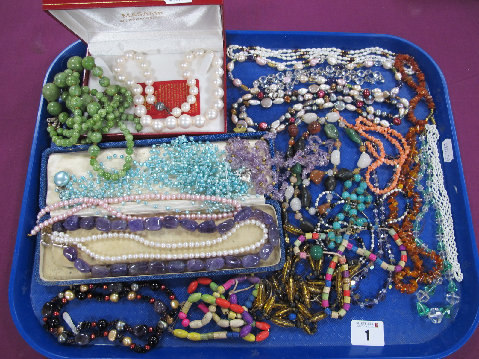 Assorted Vintage and Later Bead Necklaces, including freshwater pearls, large imitation pearls,