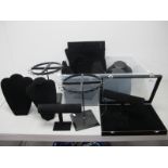 A Collection of Assorted Jewellery Display Items, including glazed display case, bangle stands,