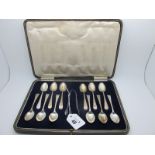 A Set of Twelve Hallmarked Silver Teaspoons, CB&S, Sheffield 1923, in original fitted case, complete