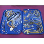 Assorted Costume Jewellery, including pendants on chains, bead necklaces, chains, etc :- Two Trays