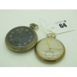 Bulova; A 10K Rolled Gold Plate Slim Cased Openface Pocketwatch, the signed dial with Arabic