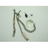 Curb Link Bracelets, a hallmarked silver ingot pendant on a chain, further pendants, etc.
