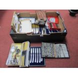 A Mixed Lot of Assorted Cased Sets of Plated Cutlery, including retro 'Splayds', lobster crackers