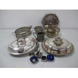 Plated Ware, including oval lidded entree dishes, sauce boat, salts, waiter, jug, dish etc.